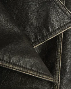 Black Faux Leather Double Breasted Jacket