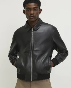 Black Faux Leather Zip Jacket