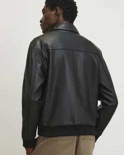 Black Faux Leather Zip Jacket