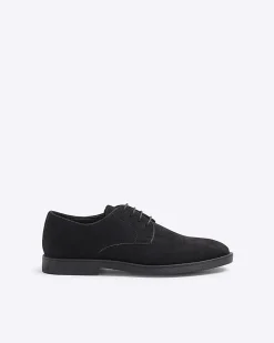 Black Faux Suede Derby Shoes