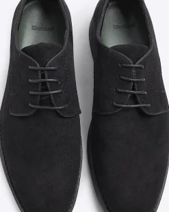 Black Faux Suede Derby Shoes