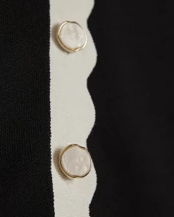 Black Fitted Tipped Neat Cardigan