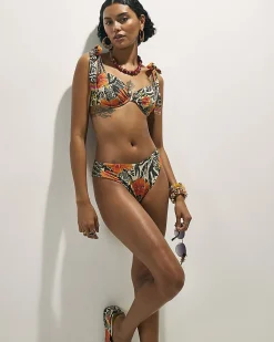 Black Floral Low Rise Bikini Bottoms