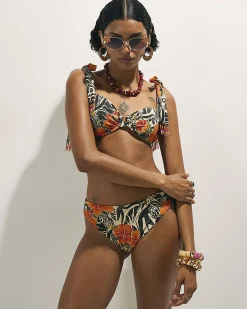 Black Floral Low Rise Bikini Bottoms