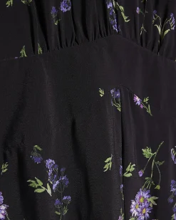 Black Floral Shaped Waist Mini Dress