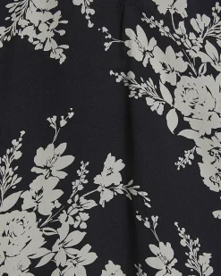 Black Floral Short Sleeve Top