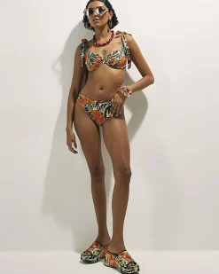 Black Floral Structured Bikini Top
