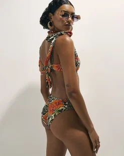 Black Floral Structured Bikini Top