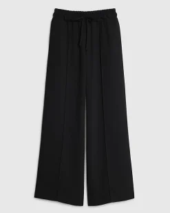 Black Frilled Trim Wide Leg Joggers