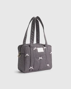 Black Gingham Bow Holdall Bag