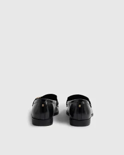 Black Gold Buckle Loafers