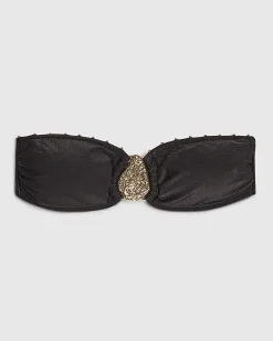 Black Gold Hardware Bandeau Bikini Top