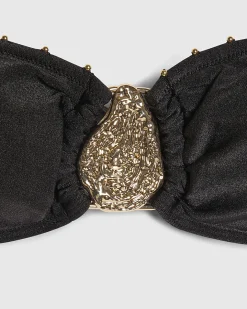 Black Gold Hardware Bandeau Bikini Top