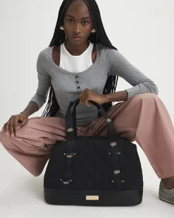Black Heart Quilted Holdall Bag