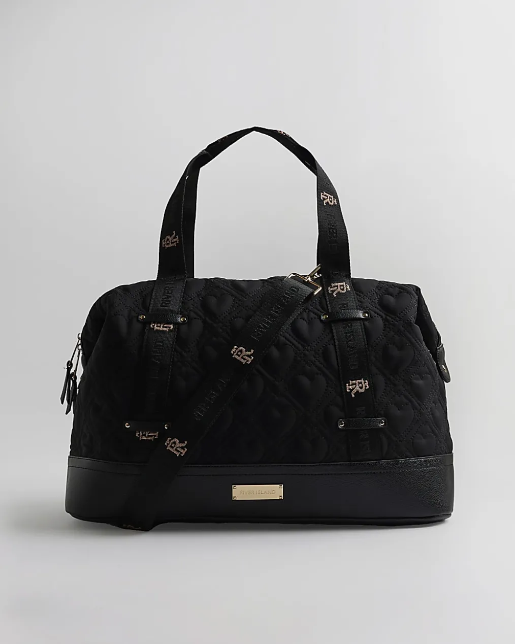 Black Heart Quilted Holdall Bag