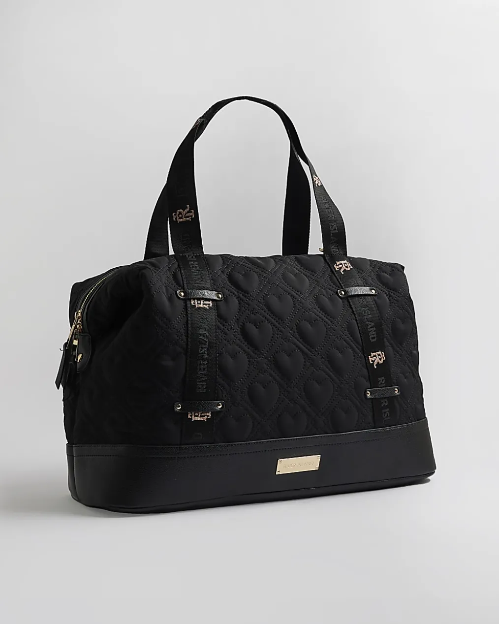 Black Heart Quilted Holdall Bag