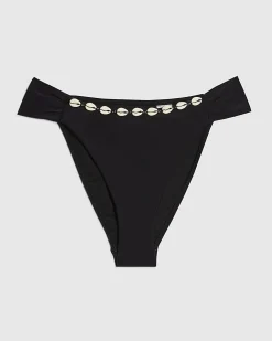 Black High Leg Shell Bikini Brief