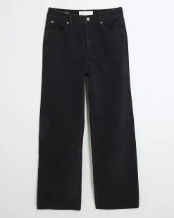 Black High Waisted Relaxed Straight Leg Jeans