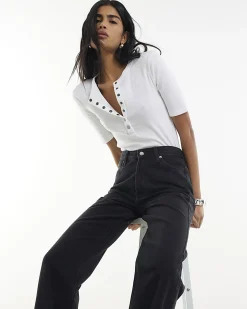 Black High Waisted Relaxed Straight Leg Jeans