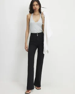 Black High Waisted Relaxed Flare Jeans