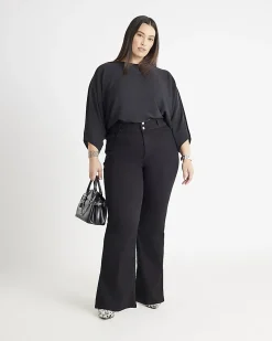 Black High Waisted Relaxed Flare Jeans