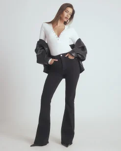 Black High Waisted Sculpt Stretch Flare Jeans