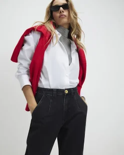 Black High Waisted Tapered Jeans