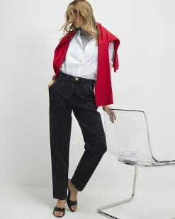 Black High Waisted Tapered Jeans