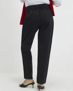 Black High Waisted Tapered Jeans