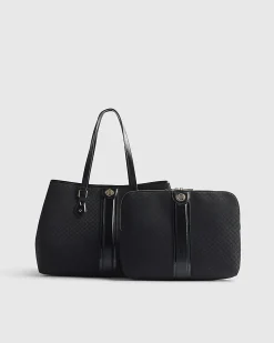 Black Jacquard Monogram Shopper Bag Bundle