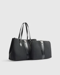 Black Jacquard Monogram Shopper Bag Bundle