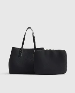 Black Jacquard Monogram Shopper Bag Bundle