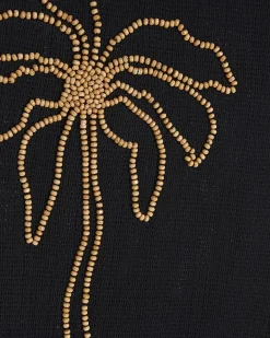 Black Knit Beaded Midi Beach Dress
