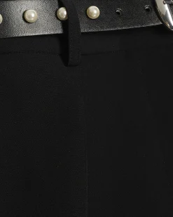 Black Lace Trim Stud Belt Shorts