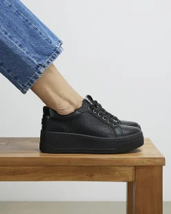 Black Lace Up Flatform Trainers
