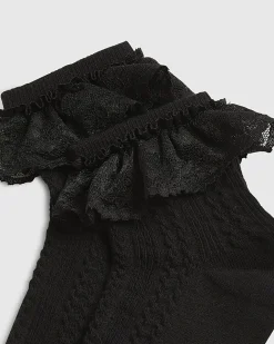 Black Large Lace Frill Socks