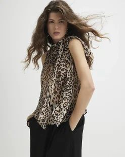 Black Leopard Pussybow Blouse