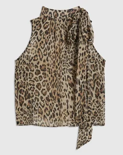 Black Leopard Pussybow Blouse
