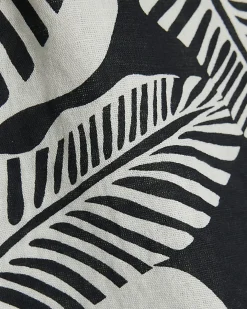 Black Linen Blend Palm Print Tank Top