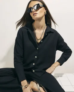 Black Linen Blend Shirt