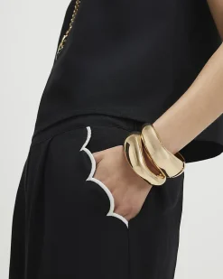 Black Linen Blend Wide Leg Trousers