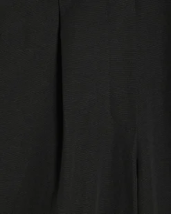 Black Linen Blend Wide Leg Trousers