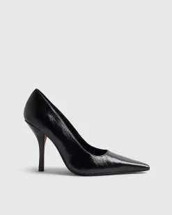 Black Long Chisel Toe Court Heels