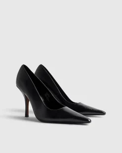Black Long Chisel Toe Court Heels