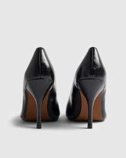 Black Long Chisel Toe Court Heels