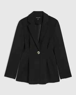 Black Long Sleeve Cinched Waist Blazer