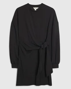 Black Long Sleeve Knot Side Mini Dress