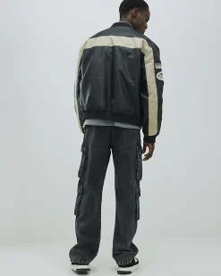 Black Loose Fit Cargo Jeans