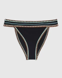 Black Low Rise Whipstitch Bikini Bottoms