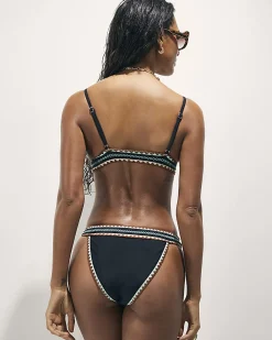 Black Low Rise Whipstitch Bikini Bottoms